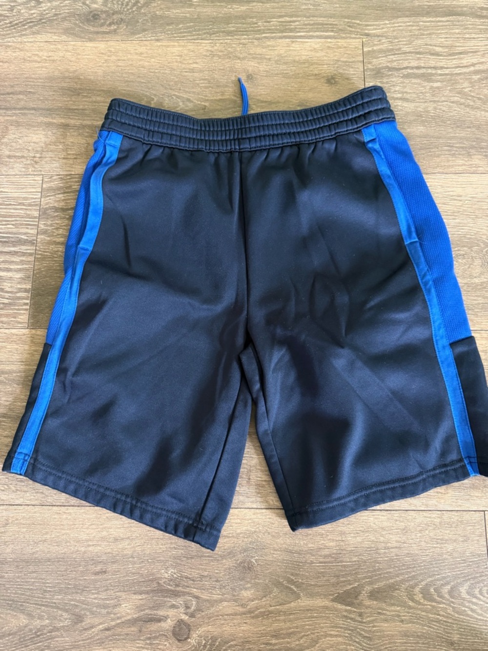 Sz 14-16 Athletic Black Shorts with Blue Side Panels